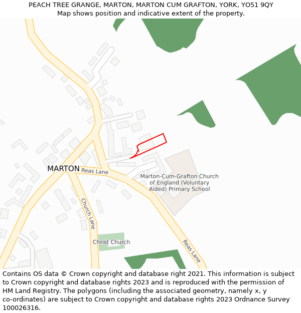 PEACH TREE GRANGE, MARTON, MARTON CUM GRAFTON, YORK, YO51 9QY: Location map and indicative extent of plot