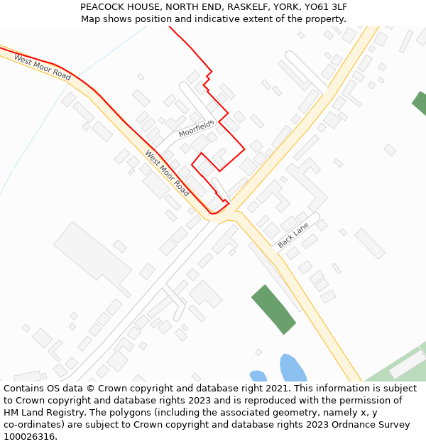 PEACOCK HOUSE, NORTH END, RASKELF, YORK, YO61 3LF: Location map and indicative extent of plot