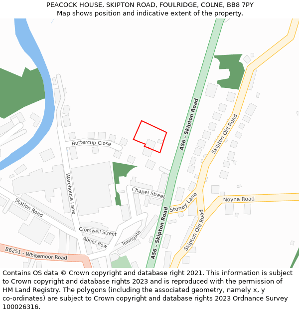 PEACOCK HOUSE, SKIPTON ROAD, FOULRIDGE, COLNE, BB8 7PY: Location map and indicative extent of plot