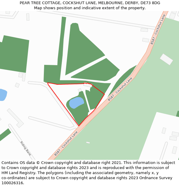 PEAR TREE COTTAGE, COCKSHUT LANE, MELBOURNE, DERBY, DE73 8DG: Location map and indicative extent of plot