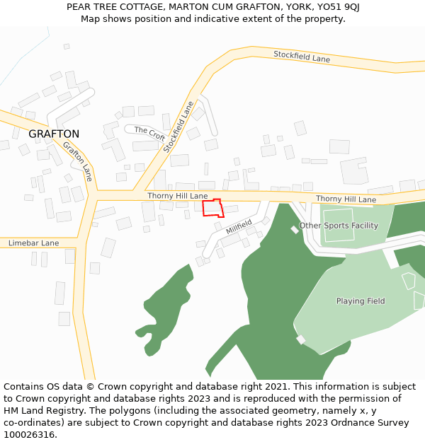 PEAR TREE COTTAGE, MARTON CUM GRAFTON, YORK, YO51 9QJ: Location map and indicative extent of plot