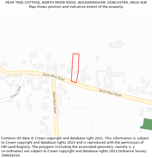 PEAR TREE COTTAGE, NORTH MOOR ROAD, WALKERINGHAM, DONCASTER, DN10 4LW: Location map and indicative extent of plot