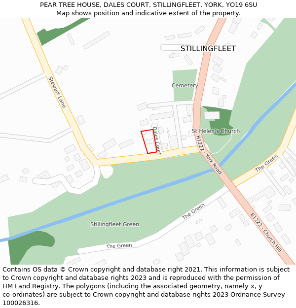 PEAR TREE HOUSE, DALES COURT, STILLINGFLEET, YORK, YO19 6SU: Location map and indicative extent of plot