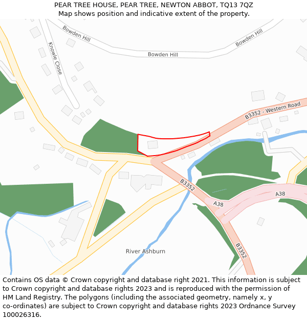 PEAR TREE HOUSE, PEAR TREE, NEWTON ABBOT, TQ13 7QZ: Location map and indicative extent of plot