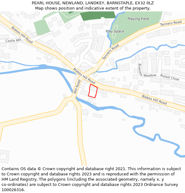 PEARL HOUSE, NEWLAND, LANDKEY, BARNSTAPLE, EX32 0LZ: Location map and indicative extent of plot