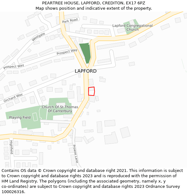 PEARTREE HOUSE, LAPFORD, CREDITON, EX17 6PZ: Location map and indicative extent of plot