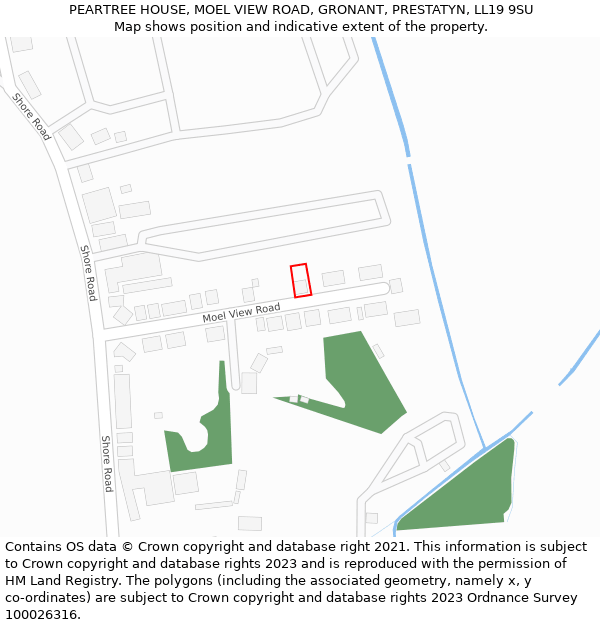 PEARTREE HOUSE, MOEL VIEW ROAD, GRONANT, PRESTATYN, LL19 9SU: Location map and indicative extent of plot
