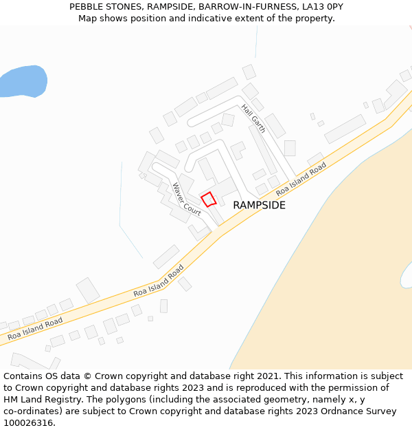 PEBBLE STONES, RAMPSIDE, BARROW-IN-FURNESS, LA13 0PY: Location map and indicative extent of plot