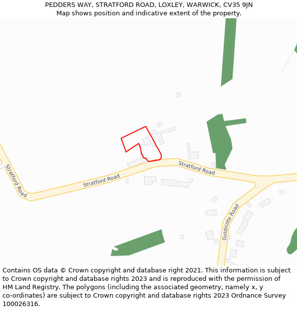 PEDDERS WAY, STRATFORD ROAD, LOXLEY, WARWICK, CV35 9JN: Location map and indicative extent of plot