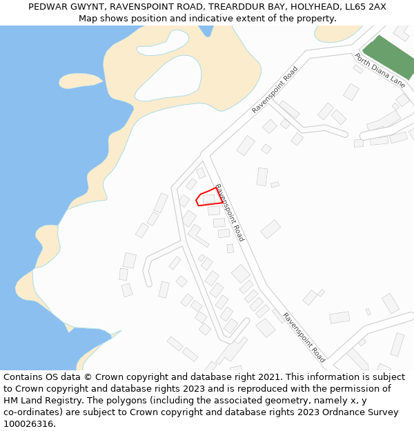 PEDWAR GWYNT, RAVENSPOINT ROAD, TREARDDUR BAY, HOLYHEAD, LL65 2AX: Location map and indicative extent of plot