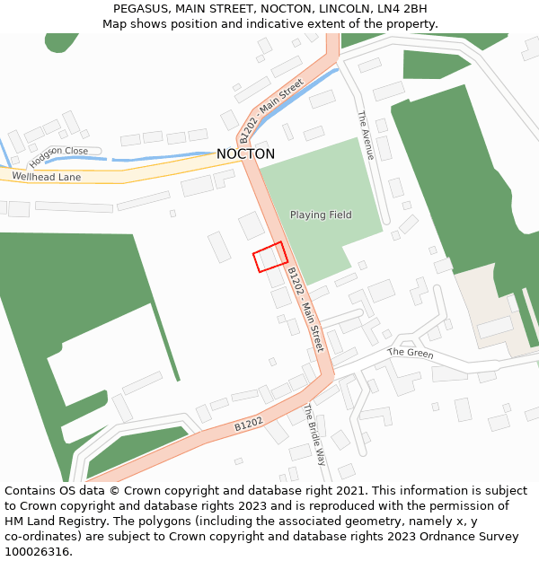 PEGASUS, MAIN STREET, NOCTON, LINCOLN, LN4 2BH: Location map and indicative extent of plot