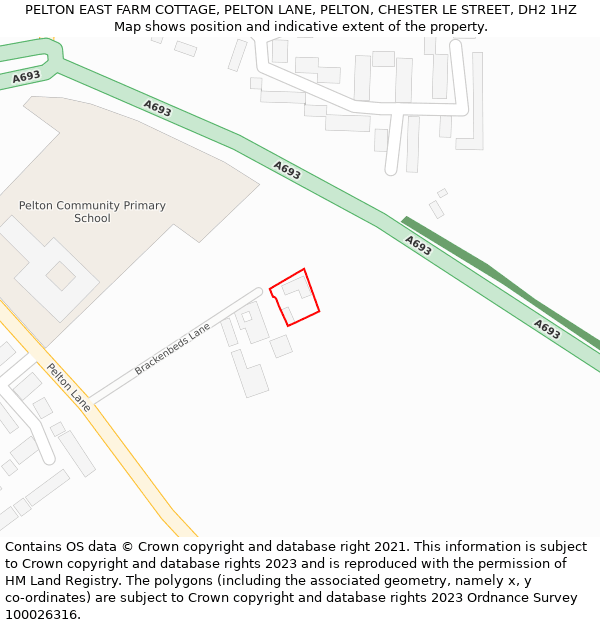 PELTON EAST FARM COTTAGE, PELTON LANE, PELTON, CHESTER LE STREET, DH2 1HZ: Location map and indicative extent of plot