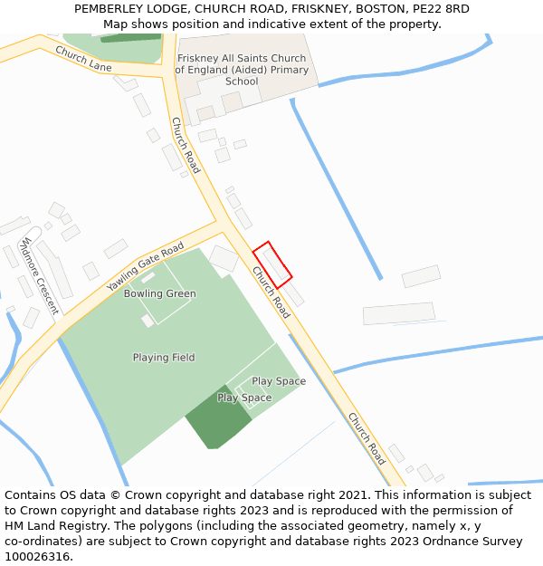 PEMBERLEY LODGE, CHURCH ROAD, FRISKNEY, BOSTON, PE22 8RD: Location map and indicative extent of plot