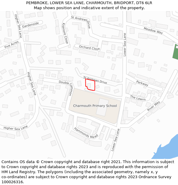 PEMBROKE, LOWER SEA LANE, CHARMOUTH, BRIDPORT, DT6 6LR: Location map and indicative extent of plot