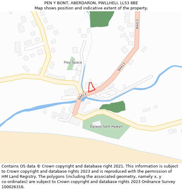 PEN Y BONT, ABERDARON, PWLLHELI, LL53 8BE: Location map and indicative extent of plot