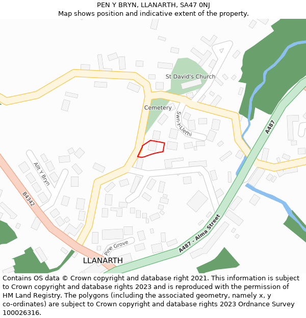 PEN Y BRYN, LLANARTH, SA47 0NJ: Location map and indicative extent of plot