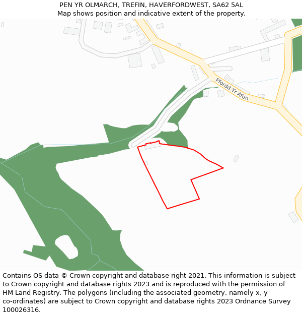 PEN YR OLMARCH, TREFIN, HAVERFORDWEST, SA62 5AL: Location map and indicative extent of plot