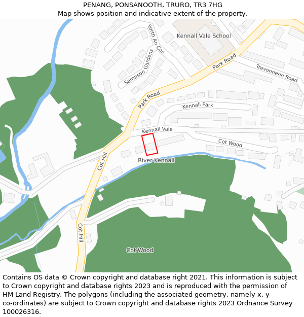 PENANG, PONSANOOTH, TRURO, TR3 7HG: Location map and indicative extent of plot