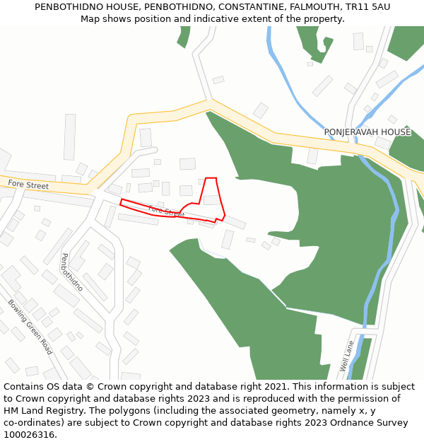PENBOTHIDNO HOUSE, PENBOTHIDNO, CONSTANTINE, FALMOUTH, TR11 5AU: Location map and indicative extent of plot
