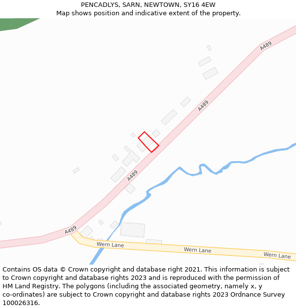 PENCADLYS, SARN, NEWTOWN, SY16 4EW: Location map and indicative extent of plot