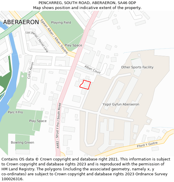 PENCARREG, SOUTH ROAD, ABERAERON, SA46 0DP: Location map and indicative extent of plot