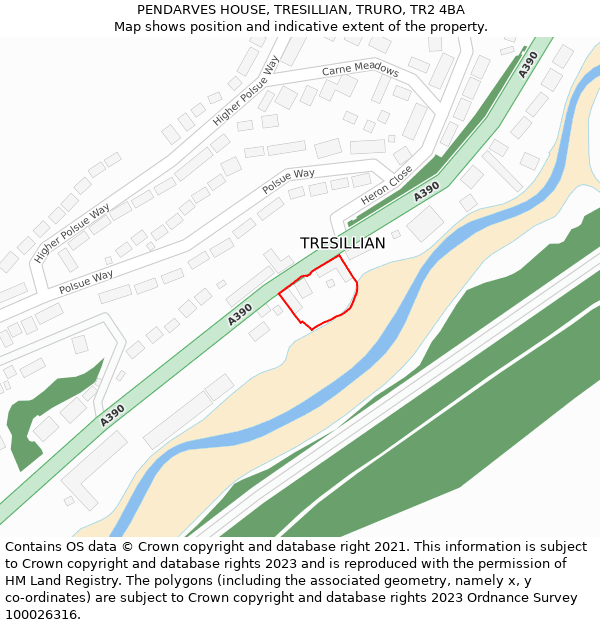 PENDARVES HOUSE, TRESILLIAN, TRURO, TR2 4BA: Location map and indicative extent of plot