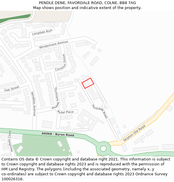 PENDLE DENE, FAVORDALE ROAD, COLNE, BB8 7AG: Location map and indicative extent of plot