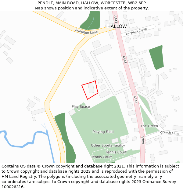PENDLE, MAIN ROAD, HALLOW, WORCESTER, WR2 6PP: Location map and indicative extent of plot