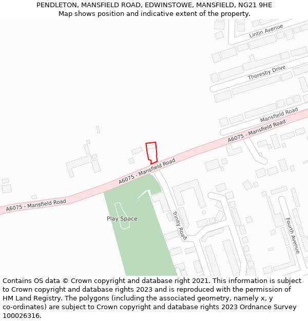 PENDLETON, MANSFIELD ROAD, EDWINSTOWE, MANSFIELD, NG21 9HE: Location map and indicative extent of plot