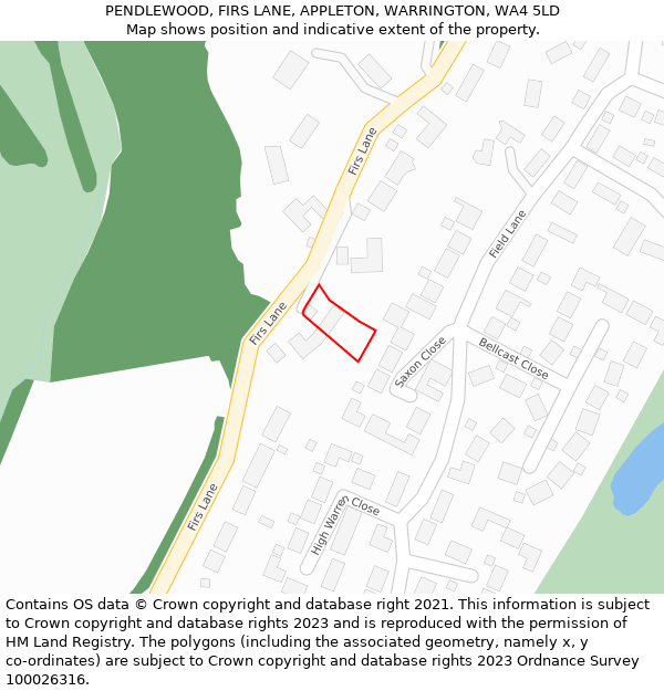 PENDLEWOOD, FIRS LANE, APPLETON, WARRINGTON, WA4 5LD: Location map and indicative extent of plot