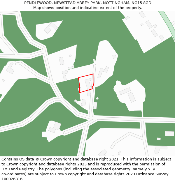 PENDLEWOOD, NEWSTEAD ABBEY PARK, NOTTINGHAM, NG15 8GD: Location map and indicative extent of plot