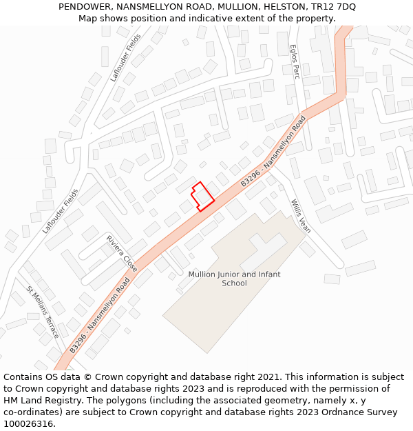 PENDOWER, NANSMELLYON ROAD, MULLION, HELSTON, TR12 7DQ: Location map and indicative extent of plot