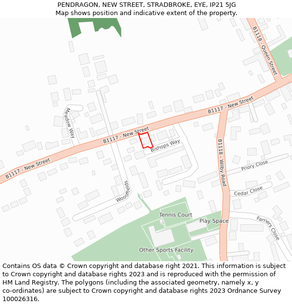 PENDRAGON, NEW STREET, STRADBROKE, EYE, IP21 5JG: Location map and indicative extent of plot