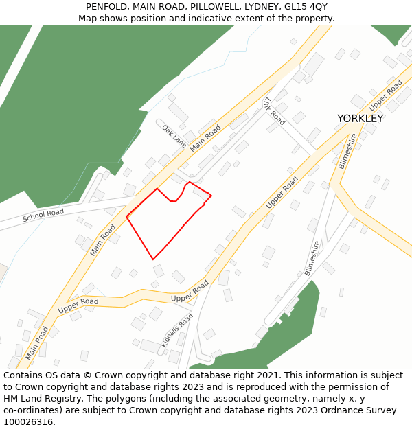 PENFOLD, MAIN ROAD, PILLOWELL, LYDNEY, GL15 4QY: Location map and indicative extent of plot