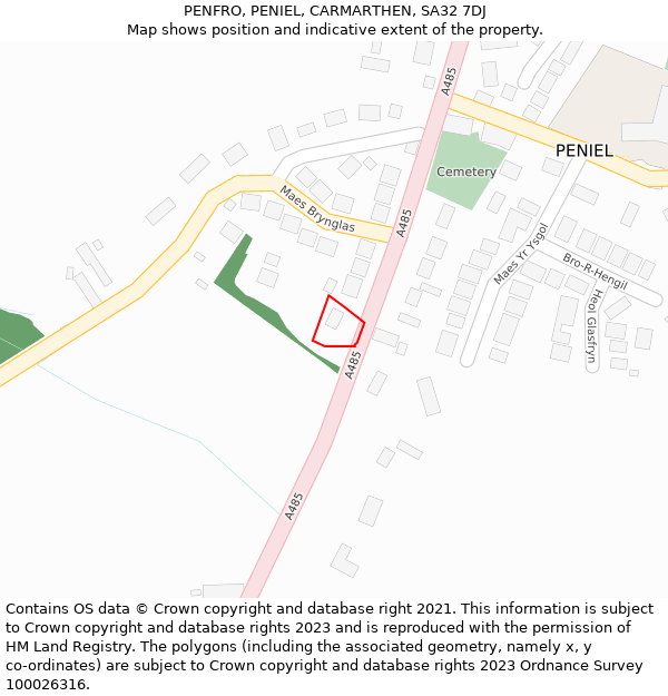 PENFRO, PENIEL, CARMARTHEN, SA32 7DJ: Location map and indicative extent of plot