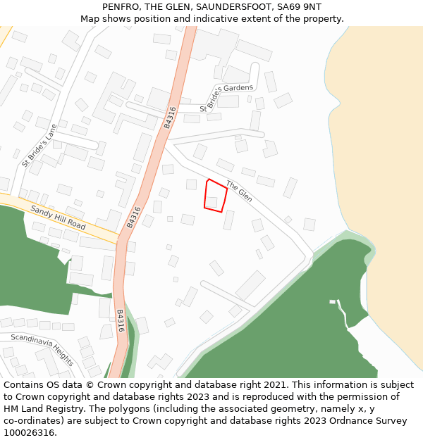 PENFRO, THE GLEN, SAUNDERSFOOT, SA69 9NT: Location map and indicative extent of plot