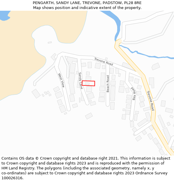 PENGARTH, SANDY LANE, TREVONE, PADSTOW, PL28 8RE: Location map and indicative extent of plot