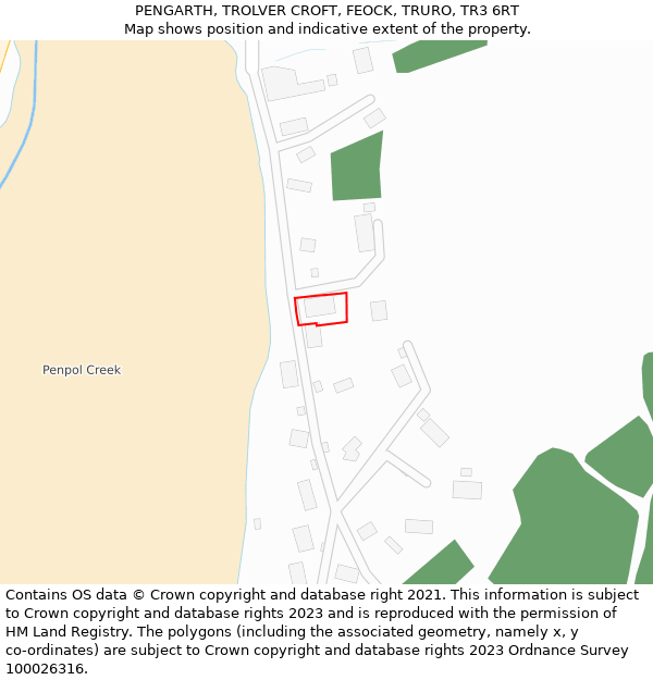 PENGARTH, TROLVER CROFT, FEOCK, TRURO, TR3 6RT: Location map and indicative extent of plot