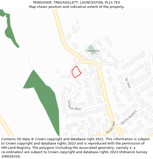 PENGOVER, TREGADILLETT, LAUNCESTON, PL15 7EX: Location map and indicative extent of plot