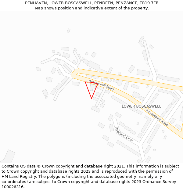 PENHAVEN, LOWER BOSCASWELL, PENDEEN, PENZANCE, TR19 7ER: Location map and indicative extent of plot