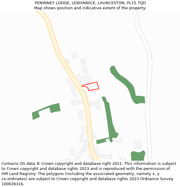 PENINNEY LODGE, LEWANNICK, LAUNCESTON, PL15 7QD: Location map and indicative extent of plot