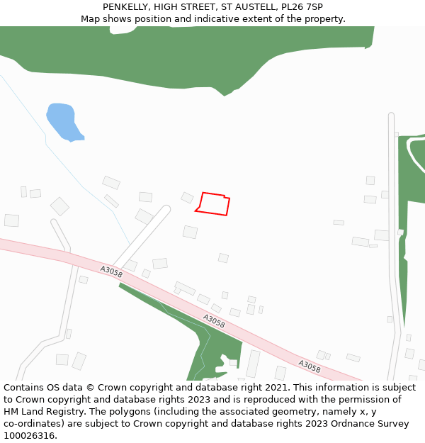 PENKELLY, HIGH STREET, ST AUSTELL, PL26 7SP: Location map and indicative extent of plot