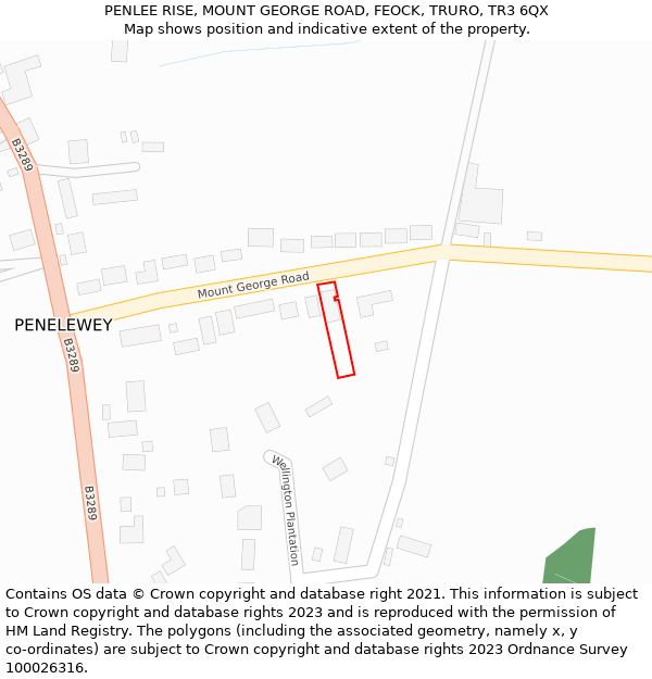 PENLEE RISE, MOUNT GEORGE ROAD, FEOCK, TRURO, TR3 6QX: Location map and indicative extent of plot