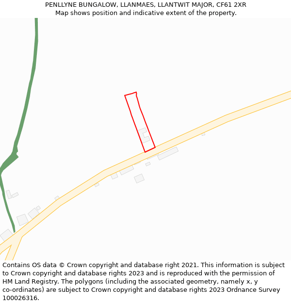 PENLLYNE BUNGALOW, LLANMAES, LLANTWIT MAJOR, CF61 2XR: Location map and indicative extent of plot