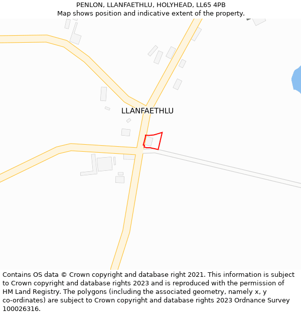 PENLON, LLANFAETHLU, HOLYHEAD, LL65 4PB: Location map and indicative extent of plot