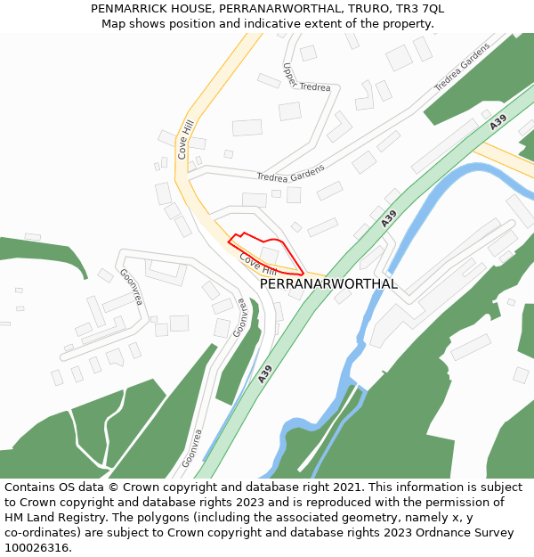 PENMARRICK HOUSE, PERRANARWORTHAL, TRURO, TR3 7QL: Location map and indicative extent of plot