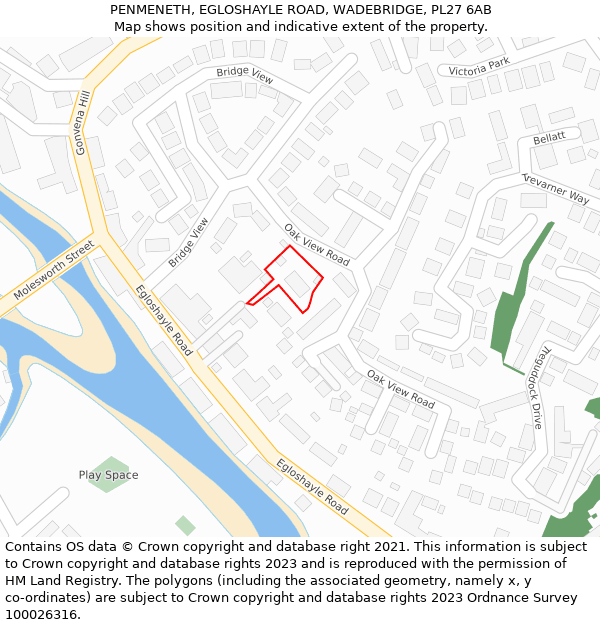 PENMENETH, EGLOSHAYLE ROAD, WADEBRIDGE, PL27 6AB: Location map and indicative extent of plot