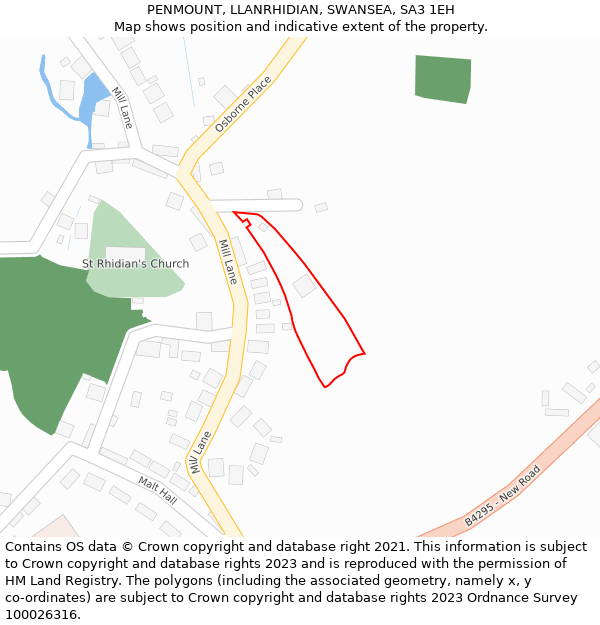 PENMOUNT, LLANRHIDIAN, SWANSEA, SA3 1EH: Location map and indicative extent of plot