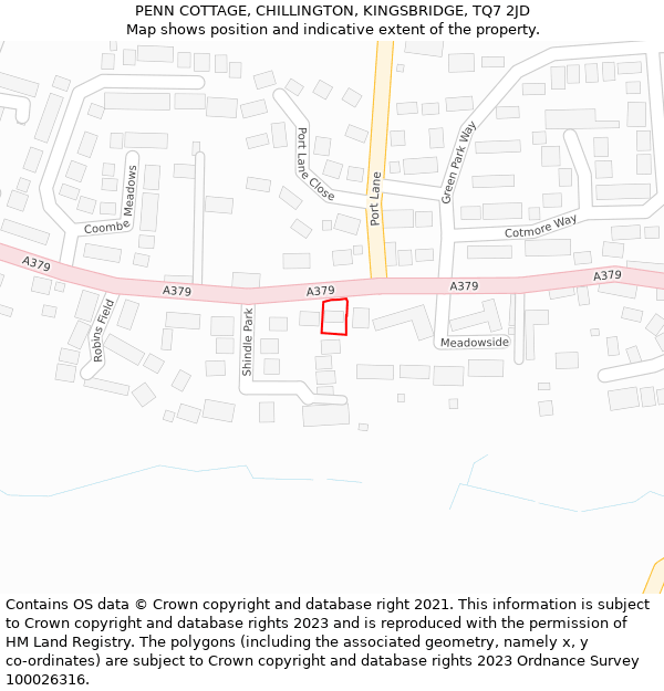 PENN COTTAGE, CHILLINGTON, KINGSBRIDGE, TQ7 2JD: Location map and indicative extent of plot