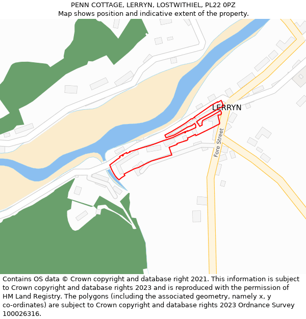 PENN COTTAGE, LERRYN, LOSTWITHIEL, PL22 0PZ: Location map and indicative extent of plot